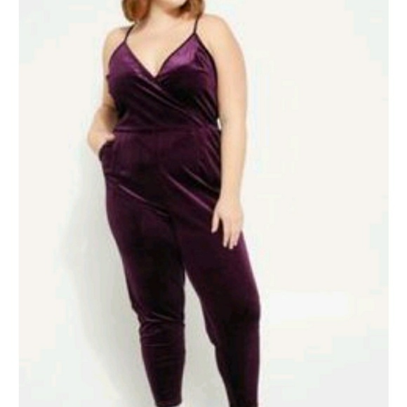 Rue21 Pants - NWT Rue21+ Purple Crushed Velvet Jumpsuit